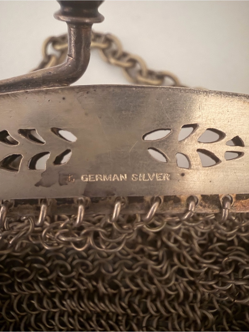 Antique German Silver Chainmail Mesh Purse Art Nouveau Handbag c1900 - Picture 7 of 13